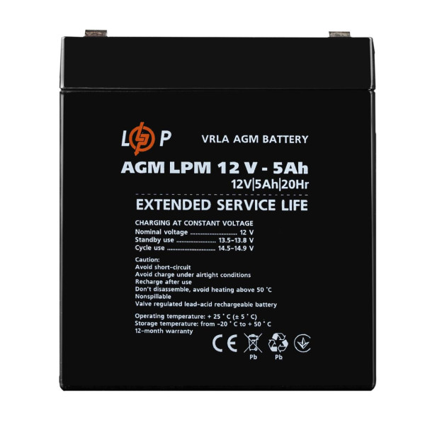 Розпродаж (3861) Акумулятор AGM LPM 12V - 5 Ah (11-2024) Розпродаж (3861) Акумулятор AGM LPM 12V - 5 Ah (11-2024)