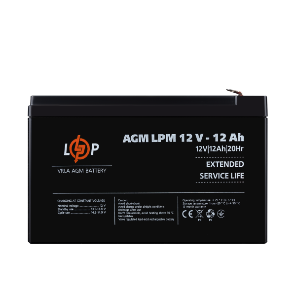 Акумулятор AGM 12V - 12 Ah для систем відеоспостереження та безперебійного живлення обладнання Акумулятор AGM 12V - 12 Ah для систем відеоспостереження та безперебійного живлення обладнання