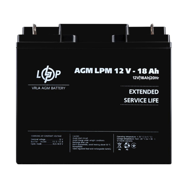 Розпродаж Акумулятор AGM LPM 12V - 18 Ah Розпродаж Акумулятор AGM LPM 12V - 18 Ah