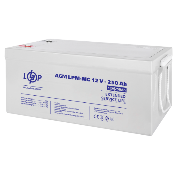 Акумулятор мультигелевий LPM-MG 12V - 250 Ah для безперебійного живлення та систем відеоспостереження Акумулятор мультигелевий LPM-MG 12V - 250 Ah для безперебійного живлення та систем відеоспостереження