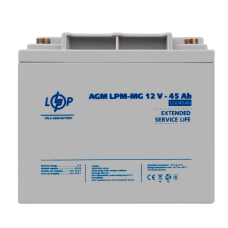 Акумулятор AGM мультигелевий LPM-MG 12V - 45 Ah для безперебійного живлення, систем відеоспостереження та охоронних сигналізацій