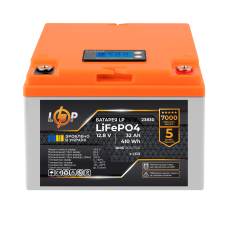 Аккумулятор для ИБП LP LiFePO4 12,8V 32Ah 410Wh с LCD индикатором и BMS 50А/25А, эффективен при температуре -15 ~ +60°C