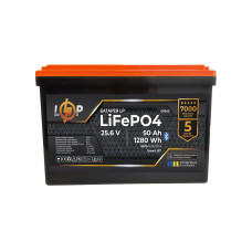 Акумулятор LP LiFePO4 25,6V - 50 Ah (1280Wh) (BMS 80A/50А) пластик Smart BT Акумулятор LP LiFePO4 25,6V - 50 Ah (1280Wh) (BMS 80A/50А) пластик Smart BT