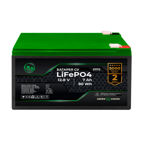 Акумулятор LiFePO4 12,8V - 7Ah (90Wh) для системи зберігання енергії з високим ККД і тривалим терміном експлуатації Акумулятор LiFePO4 12,8V - 7Ah (90Wh) для системи зберігання енергії з високим ККД і тривалим терміном експлуатації