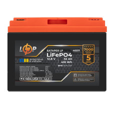 Акумулятор LP LiFePO4 12,8V - 32 Ah (410Wh) (BMS 50А/25A) пластик для ДБЖ