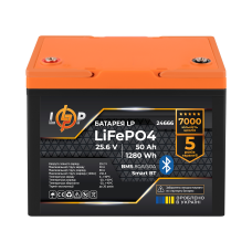 Акумулятор LiFePO4 25,6V 50 Ah 1280Wh з BMS 80A/50А для резервного живлення та сонячних електростанцій, Smart Bluetooth контроль