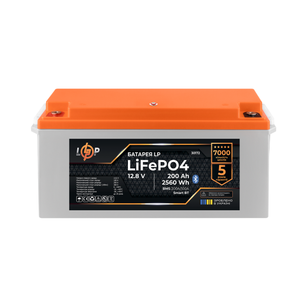 Акумулятор LiFePO4 12,8V 200 Ah (2560Wh) з BMS 200A/100A та Bluetooth для систем резервного живлення, ідеальний для побутових та промислових потреб Акумулятор LiFePO4 12,8V 200 Ah (2560Wh) з BMS 200A/100A та Bluetooth для систем резервного живлення, ідеальний для побутових та промислових потреб