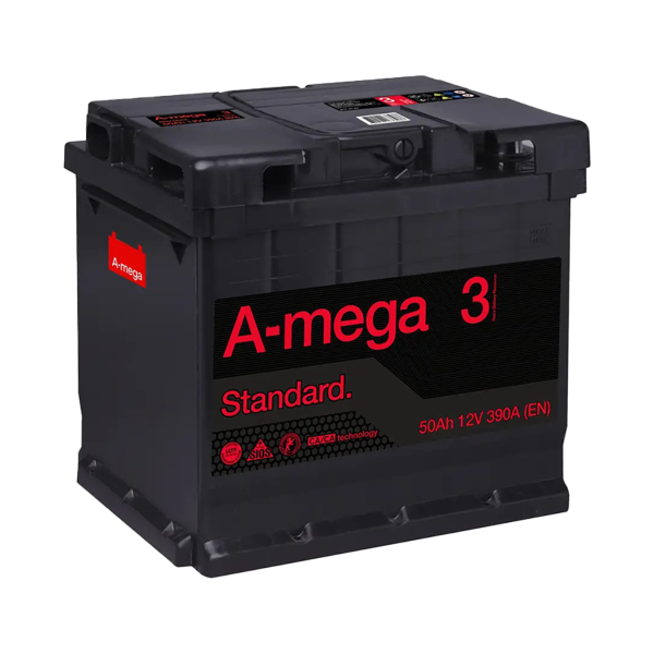 Акумулятор авто Мегатекс A-mega Standard (М3) 6СТ-50-АЗ (лев) ТХП 390 Акумулятор авто Мегатекс A-mega Standard (М3) 6СТ-50-АЗ (лев) ТХП 390