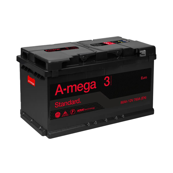Акумулятор авто Мегатекс A-mega Standard (М3) 6СТ-80-АЗ (прав) euro ТХП 760 Акумулятор авто Мегатекс A-mega Standard (М3) 6СТ-80-АЗ (прав) euro ТХП 760