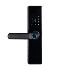 Біометричний автономний електрозамок Trinix TRL-5402BTF Black з Bluetooth для безпеки дверей, зчитувач відбитків пальців і карт Mifare