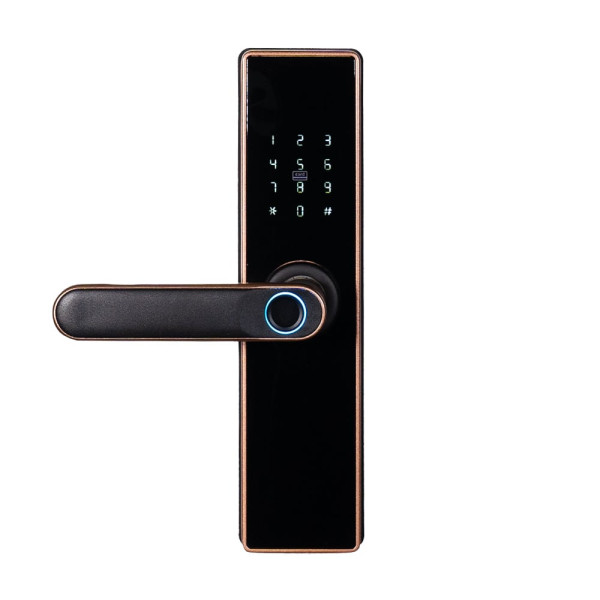 Замок биометрический Trinix TRL-5402BTF Bronze с Bluetooth и считывателем отпечатков пальцев для защиты дверей толщиной 35-55 мм Замок биометрический Trinix TRL-5402BTF Bronze с Bluetooth и считывателем отпечатков пальцев для защиты дверей толщиной 35-55 мм