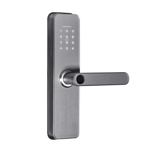 Биометрический замок Trinix TRL-5405BTF Silver L/R с Bluetooth для металлических и деревянных дверей с отпечатками пальцев и картами Mifare Биометрический замок Trinix TRL-5405BTF Silver L/R с Bluetooth для металлических и деревянных дверей с отпечатками пальцев и картами Mifare