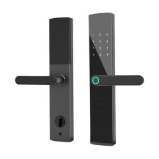 Біометричний автономний замок Trinix TRL-5404BTF Black L/R з Bluetooth для захисту вашого дому з функцією зчитування відбитків пальців та карт Mifare