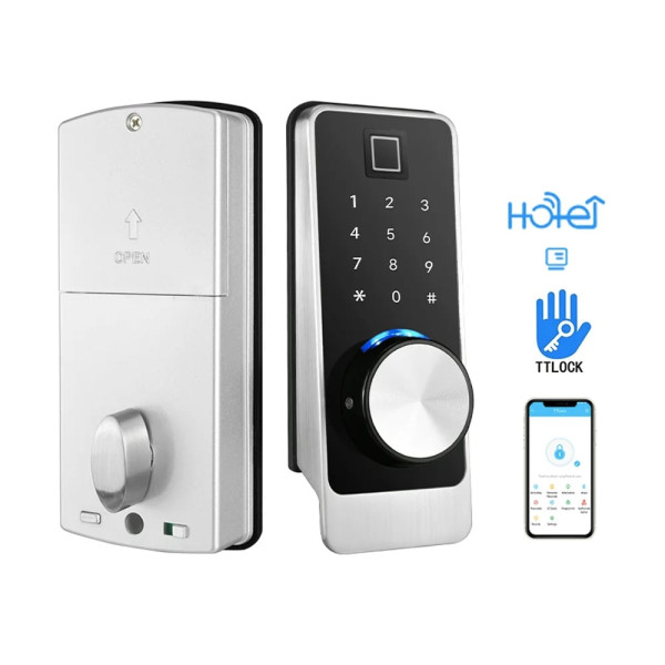 Биометрический электрозамок Trinix TRL-5203BTF Silver Left с Bluetooth для защиты дверей, считыватель отпечатков пальцев и карт Mifare, автономный, накладной Биометрический электрозамок Trinix TRL-5203BTF Silver Left с Bluetooth для защиты дверей, считыватель отпечатков пальцев и карт Mifare, автономный, накладной