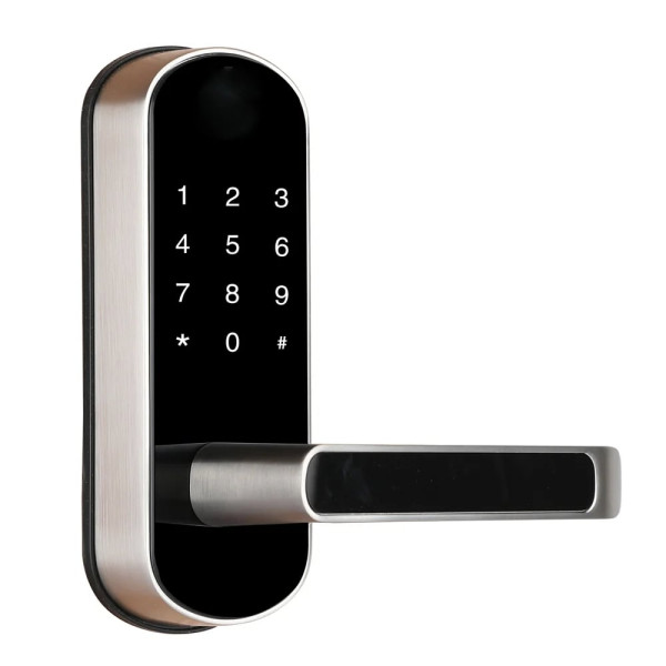 Биометрический замок Trinix TRL-5107BTF Silver Right с Bluetooth и считывателем отпечатков пальцев для металлических и деревянных дверей 35-55 мм Биометрический замок Trinix TRL-5107BTF Silver Right с Bluetooth и считывателем отпечатков пальцев для металлических и деревянных дверей 35-55 мм