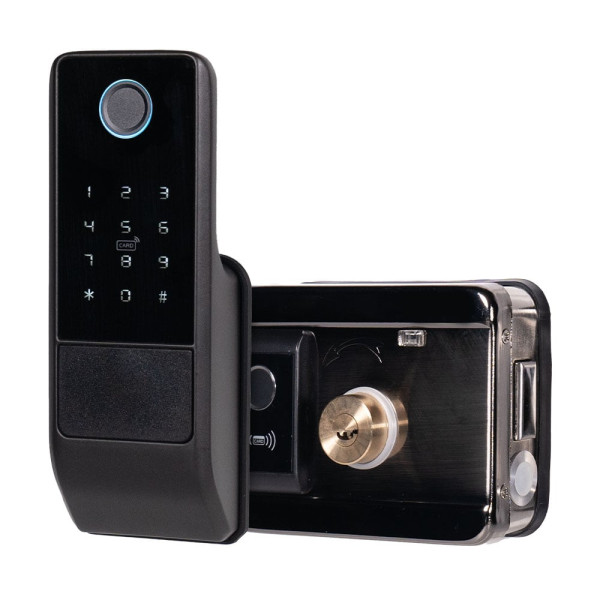 Биометрический замок Trinix TRL-5202BT2FW Black с Bluetooth, отпечатками пальцев и картами Mifare для деревянных и металлических дверей с защитой IP65 Биометрический замок Trinix TRL-5202BT2FW Black с Bluetooth, отпечатками пальцев и картами Mifare для деревянных и металлических дверей с защитой IP65