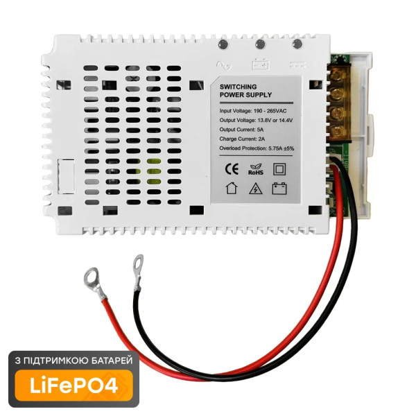 Плата ИБП Trinix PSU-1205LED (BOARD) LiFePO4 для зарядки аккумуляторов с креплением на DIN-рейку, выходное напряжение 13.8/14.4 В, 5 A, 100.8 Вт Плата ИБП Trinix PSU-1205LED (BOARD) LiFePO4 для зарядки аккумуляторов с креплением на DIN-рейку, выходное напряжение 13.8/14.4 В, 5 A, 100.8 Вт