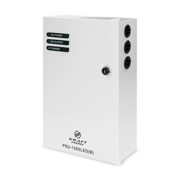 Блок живлення Kraft PSU-1205LED(B) для LED-індикації з АКБ 18 Аг, вихідна напруга 12 В, струм 5 А, металевий корпус, надійний захист від перевантаження Блок живлення Kraft PSU-1205LED(B) для LED-індикації з АКБ 18 Аг, вихідна напруга 12 В, струм 5 А, металевий корпус, надійний захист від перевантаження