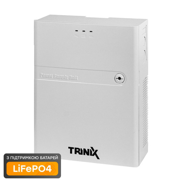 Джерело безперебійного живлення Trinix PSU-1210LED(P) LiFePO4 для забезпечення стабільного живлення акумуляторів 12В/18А·год з LED-індикацією та настінним монтажем Джерело безперебійного живлення Trinix PSU-1210LED(P) LiFePO4 для забезпечення стабільного живлення акумуляторів 12В/18А·год з LED-індикацією та настінним монтажем