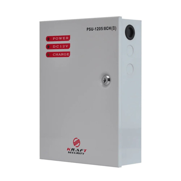 Блок живлення Kraft PSU-1205/8CH(B) 12В 5А для безперебійного живлення охоронних систем з 8 каналами та LED-індикацією Блок живлення Kraft PSU-1205/8CH(B) 12В 5А для безперебійного живлення охоронних систем з 8 каналами та LED-індикацією