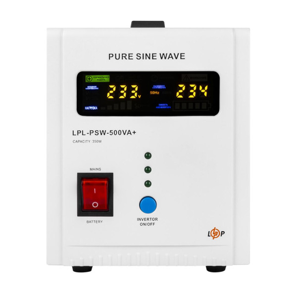 ДБЖ LP LPL-PSW-500VA+ (350Вт) 5A/15A з правильною синусоїдою 12V ДБЖ LP LPL-PSW-500VA+ (350Вт) 5A/15A з правильною синусоїдою 12V