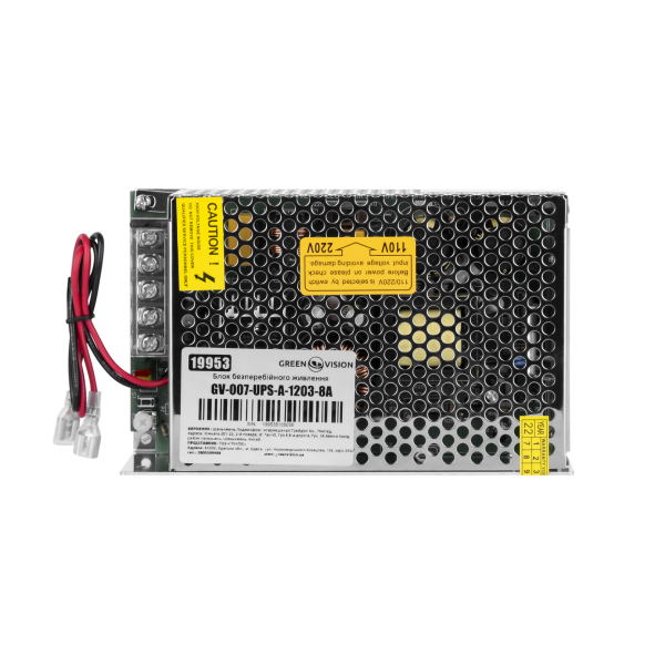 Блок безперебійного живлення GV-007-UPS-A-1203-8A для відеоспостереження та охоронних систем 12V, 8A, потужний та надійний джерело живлення Блок безперебійного живлення GV-007-UPS-A-1203-8A для відеоспостереження та охоронних систем 12V, 8A, потужний та надійний джерело живлення