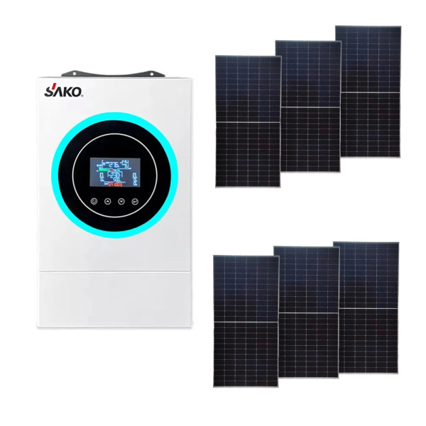 Солнечная электростанция 3.5 кВт с гибридным инвертором Sako SUNON V 6.5 кВА и солнечными панелями JinkoSolar Tiger Neo для частного дома и офиса Солнечная электростанция 3.5 кВт с гибридным инвертором Sako SUNON V 6.5 кВА и солнечными панелями JinkoSolar Tiger Neo для частного дома и офиса