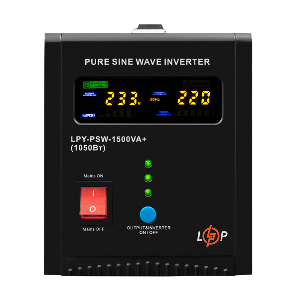 ДБЖ з правильною синусоїдою LPY-PSW-1500VA+ (1050Вт) 10A/15A для резервного живлення комп'ютерної техніки та телекомунікаційного обладнання 24V ДБЖ з правильною синусоїдою LPY-PSW-1500VA+ (1050Вт) 10A/15A для резервного живлення комп'ютерної техніки та телекомунікаційного обладнання 24V