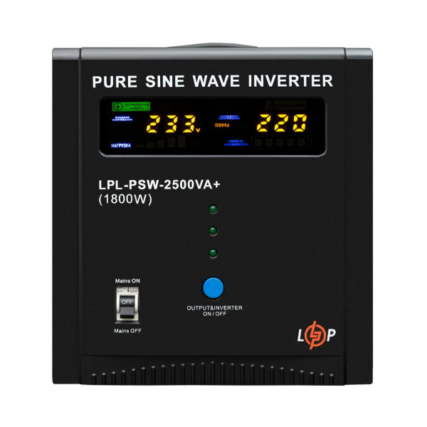 ДБЖ LP LPL-PSW-2500VA+ (1800Вт) 10A/30A з правильною синусоїдою 24V ДБЖ LP LPL-PSW-2500VA+ (1800Вт) 10A/30A з правильною синусоїдою 24V