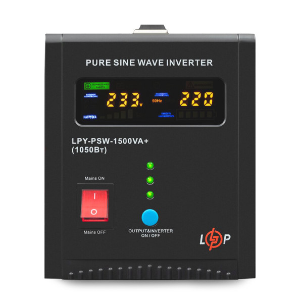Джерело безперебійного живлення LPY-PSW-1500VA+ (1050Вт) 10A/15A з правильною синусоїдою 24V для стабільного живлення побутових та професійних пристроїв Джерело безперебійного живлення LPY-PSW-1500VA+ (1050Вт) 10A/15A з правильною синусоїдою 24V для стабільного живлення побутових та професійних пристроїв