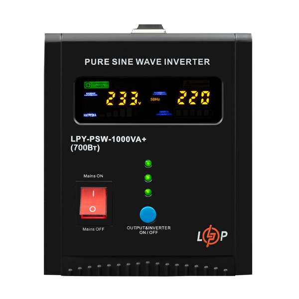 ДБЖ з правильною синусоїдою LPY-PSW-1000VA+ (700Вт) 10A/20A для резервного живлення комп'ютерів та електротехніки 12V ДБЖ з правильною синусоїдою LPY-PSW-1000VA+ (700Вт) 10A/20A для резервного живлення комп'ютерів та електротехніки 12V