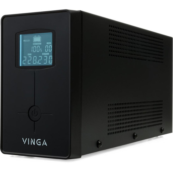 Джерело безперебійного живлення Vinga VPC-600MU 600ВА / 360 Вт з LCD-дисплеєм з USB у металевому корпусі Джерело безперебійного живлення Vinga VPC-600MU 600ВА / 360 Вт з LCD-дисплеєм з USB у металевому корпусі
