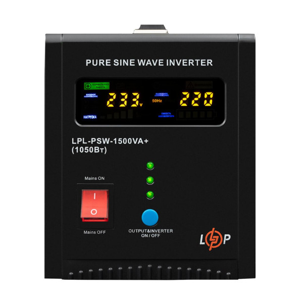 ДБЖ LP LPL-PSW-1500VA+ (1050Вт) 10A/20A з правильною синусоїдою 24V ДБЖ LP LPL-PSW-1500VA+ (1050Вт) 10A/20A з правильною синусоїдою 24V