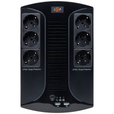 Лінійно-інтерактивне ДБЖ LP-650VA-6PS 650VA 455Вт для стабілізації напруги та автономного живлення до 6 офісних і побутових електроприладів