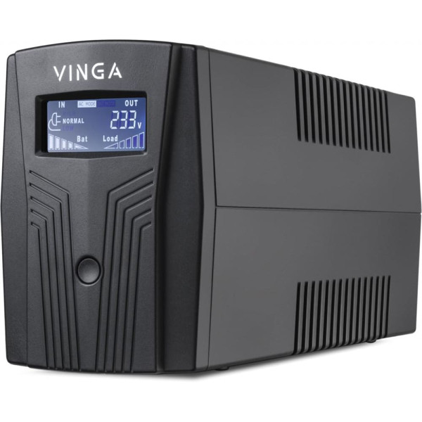 Джерело безперебійного живлення Vinga VPC-800P 800ВА / 480 Вт з LCD-дисплеєм у пластиковому корпусі Джерело безперебійного живлення Vinga VPC-800P 800ВА / 480 Вт з LCD-дисплеєм у пластиковому корпусі