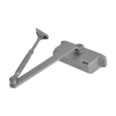 Дверний доводчик Dortec DT-64H Silver з фіксацією дверей у відчиненому положенні для маси полотна 65-85 кг, кут 85°, розміри 223/45/72 мм