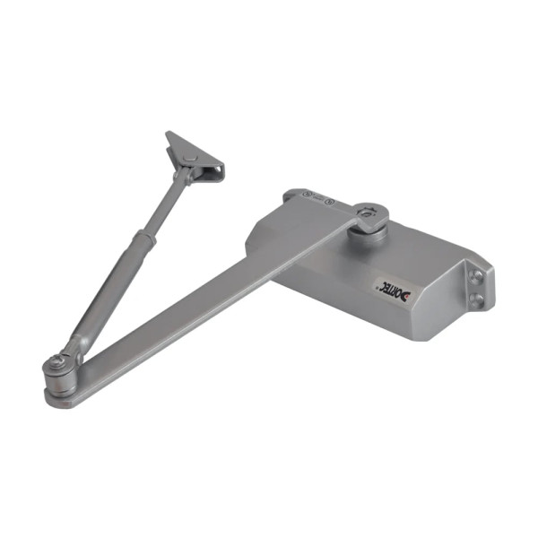 Дверной доводчик Dortec DT-64H Silver для удержания дверей в открытом положении, масса полотна 65-85 кг, складной рычаг, фиксатор под углом 85° Дверной доводчик Dortec DT-64H Silver для удержания дверей в открытом положении, масса полотна 65-85 кг, складной рычаг, фиксатор под углом 85°