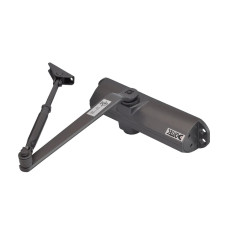 Дверний доводчик Dortec DT-84 Graphite для важких дверей до 85 кг з складаним важелем, графітовий, компактні розміри 220/56/46 мм