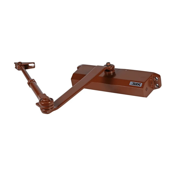 Дверний доводчик Dortec DT-516 Brown для контрольованого закриття дверей з масою полотна 25-150 кг та складним важелем, колір коричневий Дверний доводчик Dortec DT-516 Brown для контрольованого закриття дверей з масою полотна 25-150 кг та складним важелем, колір коричневий