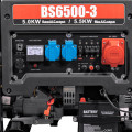 Генератор бензиновий трифазний 5 кВт Bison BS6500-3 для резервного живлення з електричним стартером, автоматичним введенням резерву та транспортними колесами Генератор бензиновий трифазний 5 кВт Bison BS6500-3 для резервного живлення з електричним стартером, автоматичним введенням резерву та транспортними колесами