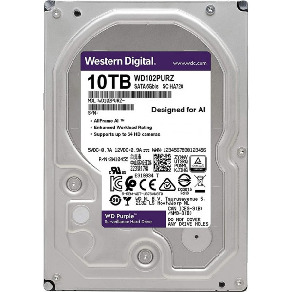 Жорсткий диск 10TB Western Digital WD102PURZ для відеоспостереження Жорсткий диск 10TB Western Digital WD102PURZ для відеоспостереження