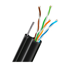 Кабель вита пара UTP CAT5E CU 0.51mm LDPE Outdoor для зовнішнього прокладання з тросом Trinix 305м для високошвидкісних мереж 100/1000 Мбіт/с