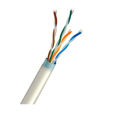 Кабель вита пара FTP CAT5E CCA 0.51mm PVC для створення внутрішніх мереж 100/1000 Мбіт/с, довжина 305м, надійна передача сигналу, сірий PVC