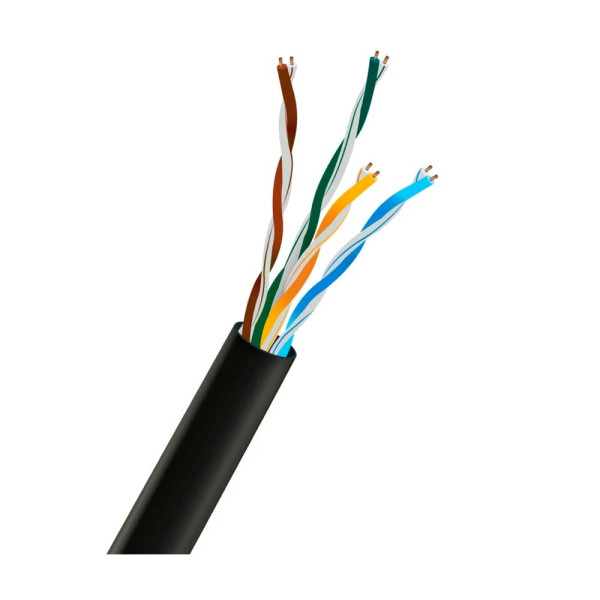 Кабель вита пара UTP CAT5E CCA 0.51mm LDPE Outdoor для мереж 100/1000 Мбіт/с, діаметр 0.51 мм, довжина 305 м, чорний, неекранований, для зовнішнього прокладання Кабель вита пара UTP CAT5E CCA 0.51mm LDPE Outdoor для мереж 100/1000 Мбіт/с, діаметр 0.51 мм, довжина 305 м, чорний, неекранований, для зовнішнього прокладання