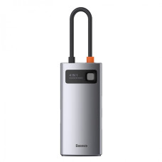 USB Hub 4-в-1 Baseus Metal Gleam Series CAHUB-CY0G для розширення можливостей ПК з HDMI 4K та USB-C зарядкою сірий