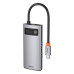 USB Hub 4-в-1 Baseus Metal Gleam Series CAHUB-CY0G для розширення можливостей ПК з HDMI 4K та USB-C зарядкою сірий