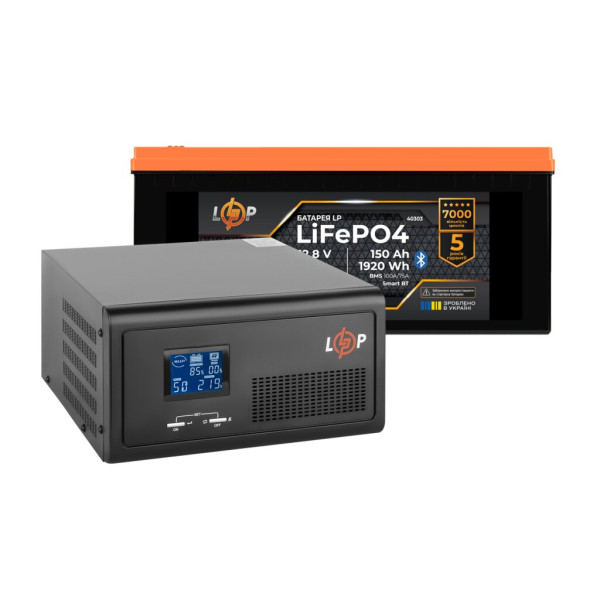 Комплект резервного живлення LogicPower ДБЖ 1000W + літієва (LiFePO4) батарея 1920 Wh Комплект резервного живлення LogicPower ДБЖ 1000W + літієва (LiFePO4) батарея 1920 Wh
