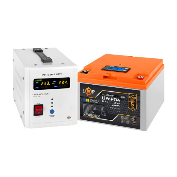 Комплект резервного живлення LP (LogicPower) ДБЖ + літієва (LiFePO4) батарея (UPS В500+ АКБ LiFePO4 410W) Комплект резервного живлення LP (LogicPower) ДБЖ + літієва (LiFePO4) батарея (UPS В500+ АКБ LiFePO4 410W)