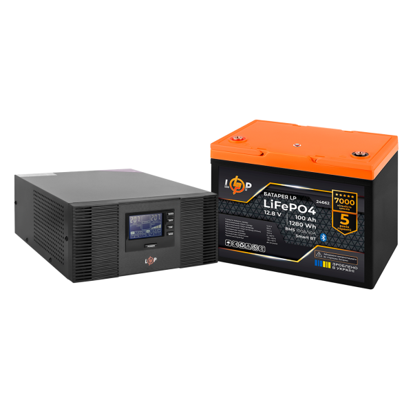 Комплект резервного живлення LogicPower B1500 + літієва (LiFePO4) батарея 1280Wh Комплект резервного живлення LogicPower B1500 + літієва (LiFePO4) батарея 1280Wh