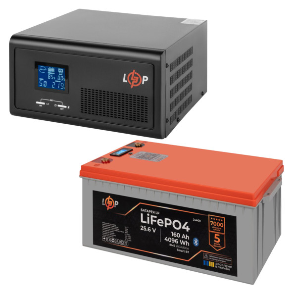Комплект резервного живлення LogicPower 2300W + літієва (LiFePO4) батарея 4096Wh Комплект резервного живлення LogicPower 2300W + літієва (LiFePO4) батарея 4096Wh